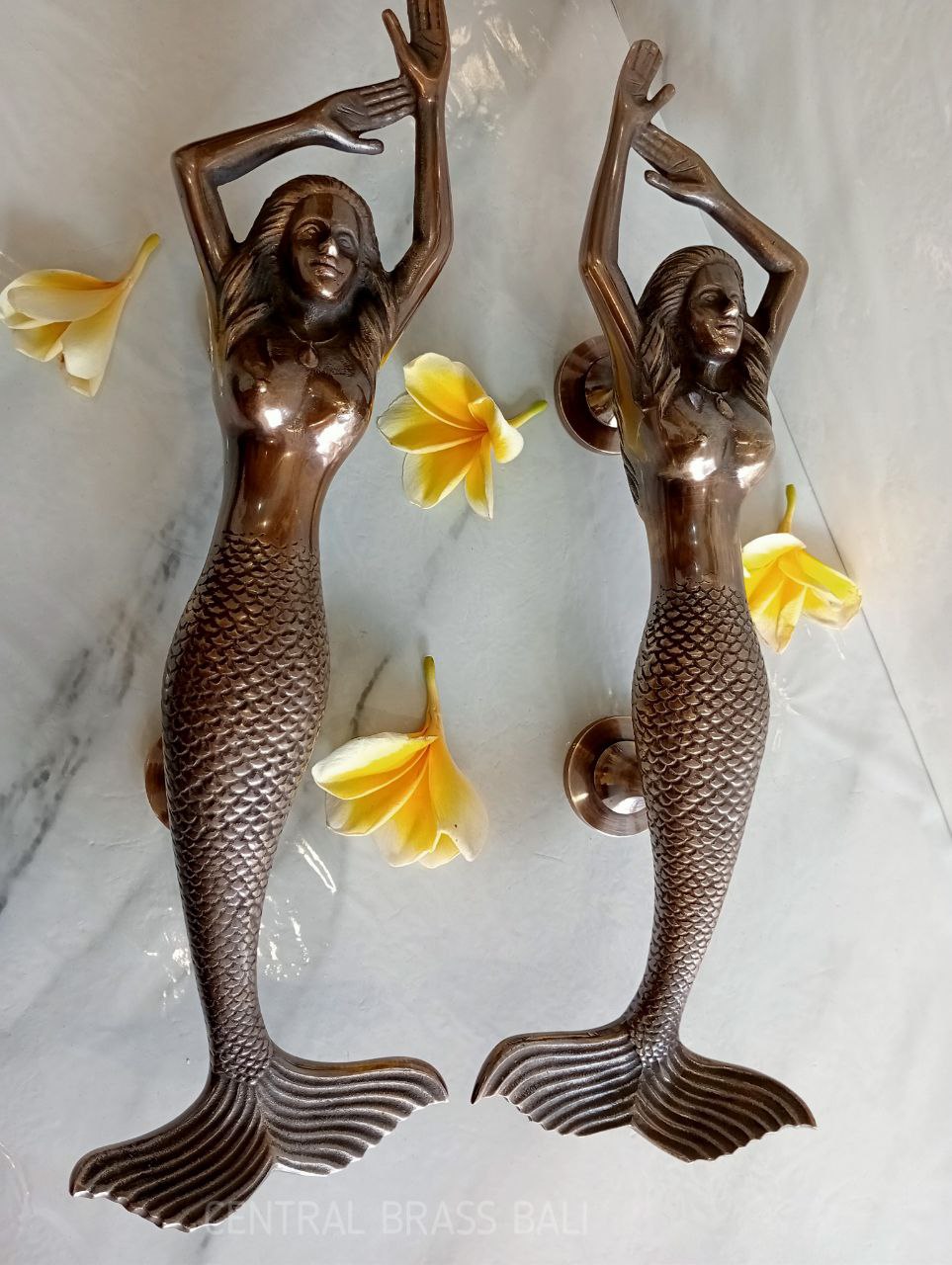 2x pcs 15.35" inches Pair Door Pull Antique MERMAID Handle, Barn Door Handle, Entry Door Handle, Brass Door Handle Pull, Door Handle Set