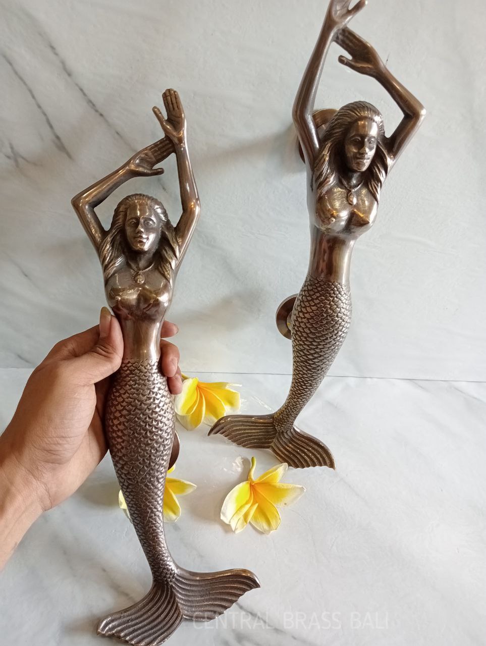 2x pcs 15.35" inches Pair Door Pull Antique MERMAID Handle, Barn Door Handle, Entry Door Handle, Brass Door Handle Pull, Door Handle Set