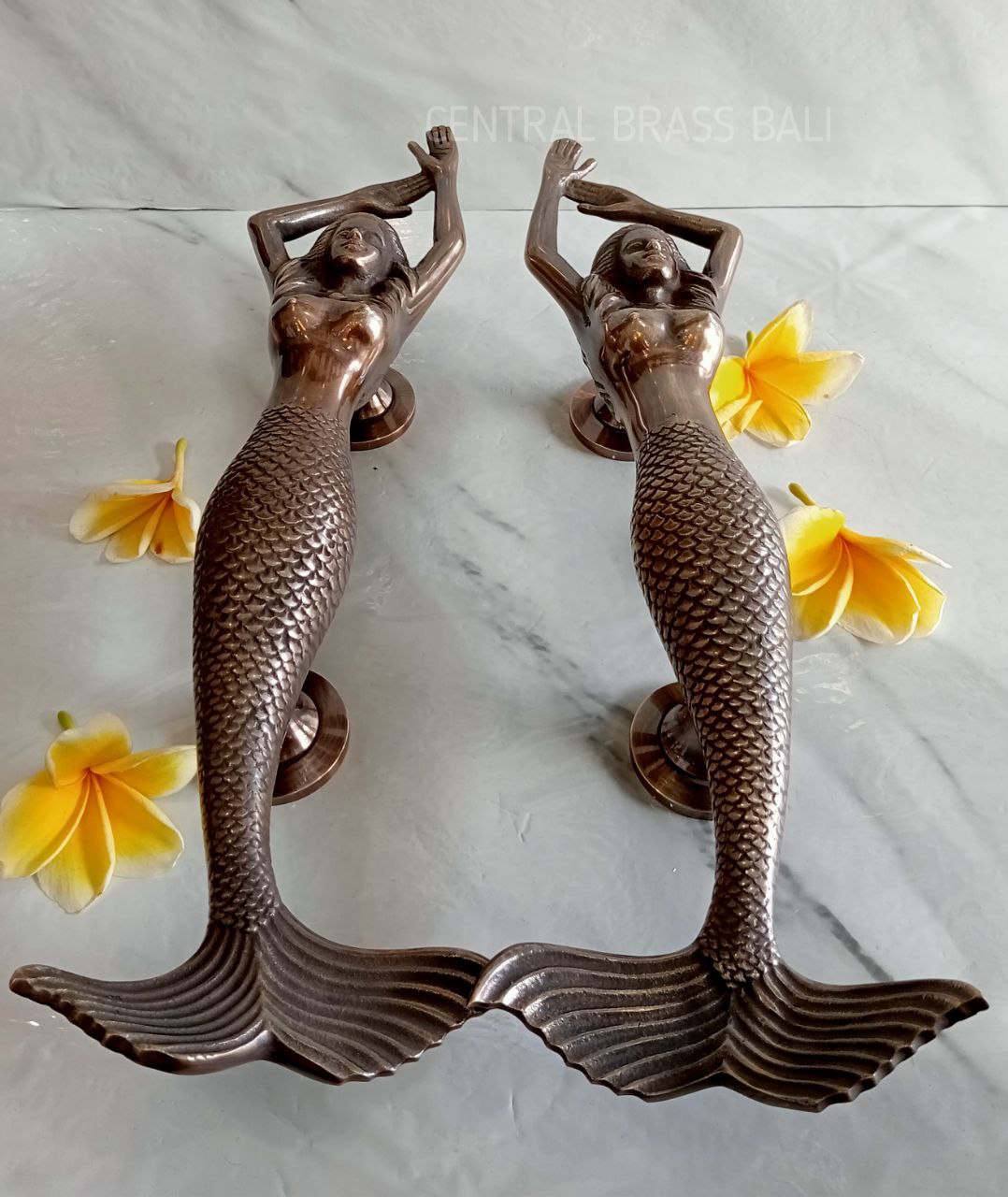 2x pcs 15.35" inches Pair Door Pull Antique MERMAID Handle, Barn Door Handle, Entry Door Handle, Brass Door Handle Pull, Door Handle Set