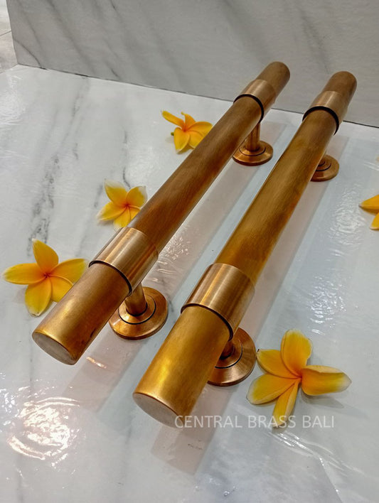 40 cm Brass vintage Plain Handle with Ring style for main entry door handles, set of 2pcs (a pair)