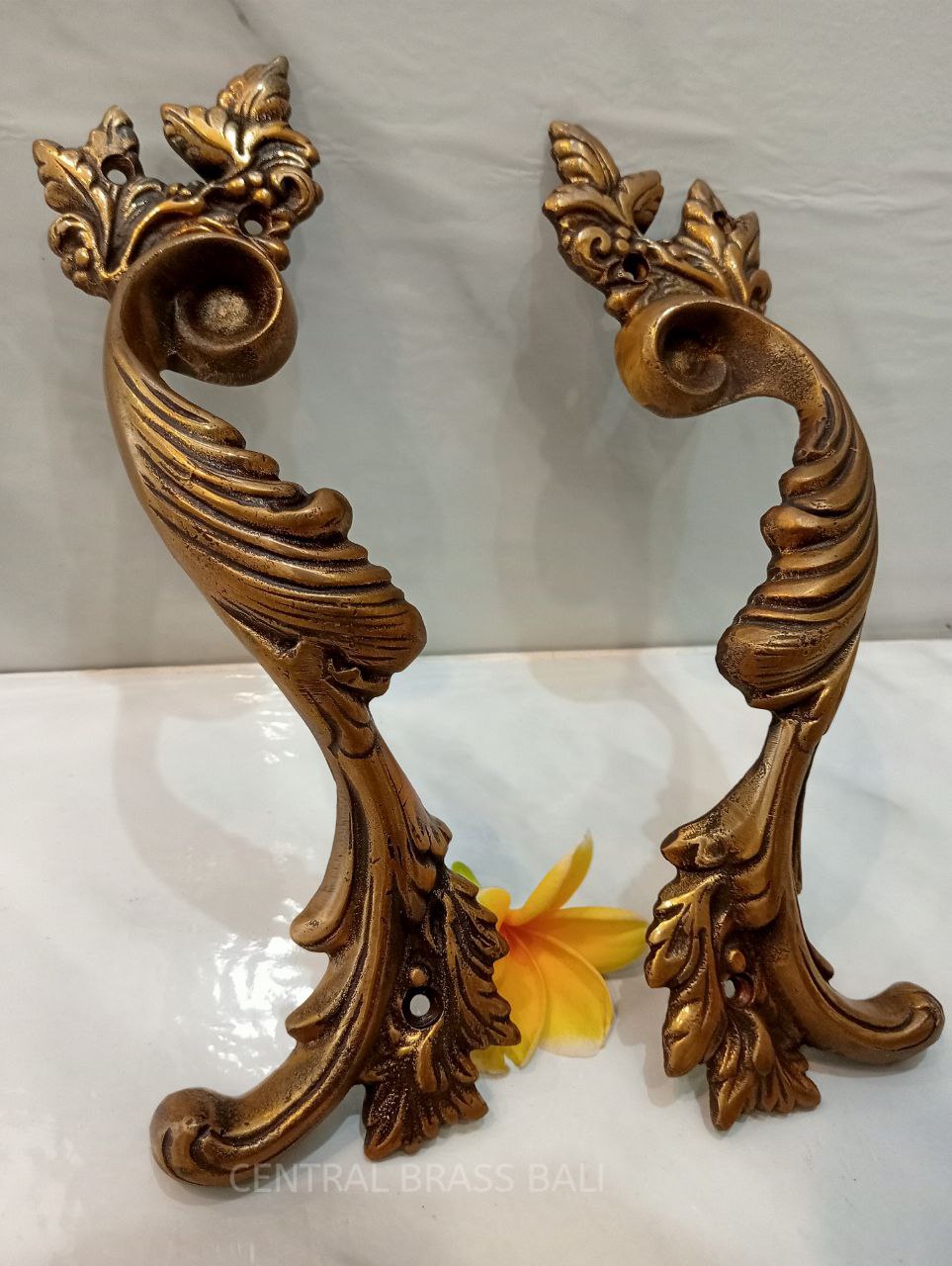 2x pcs Leaf style Classic door handle pair Gold, French door pulls, front door handle, Door handle pull, door handle set, main entry tool