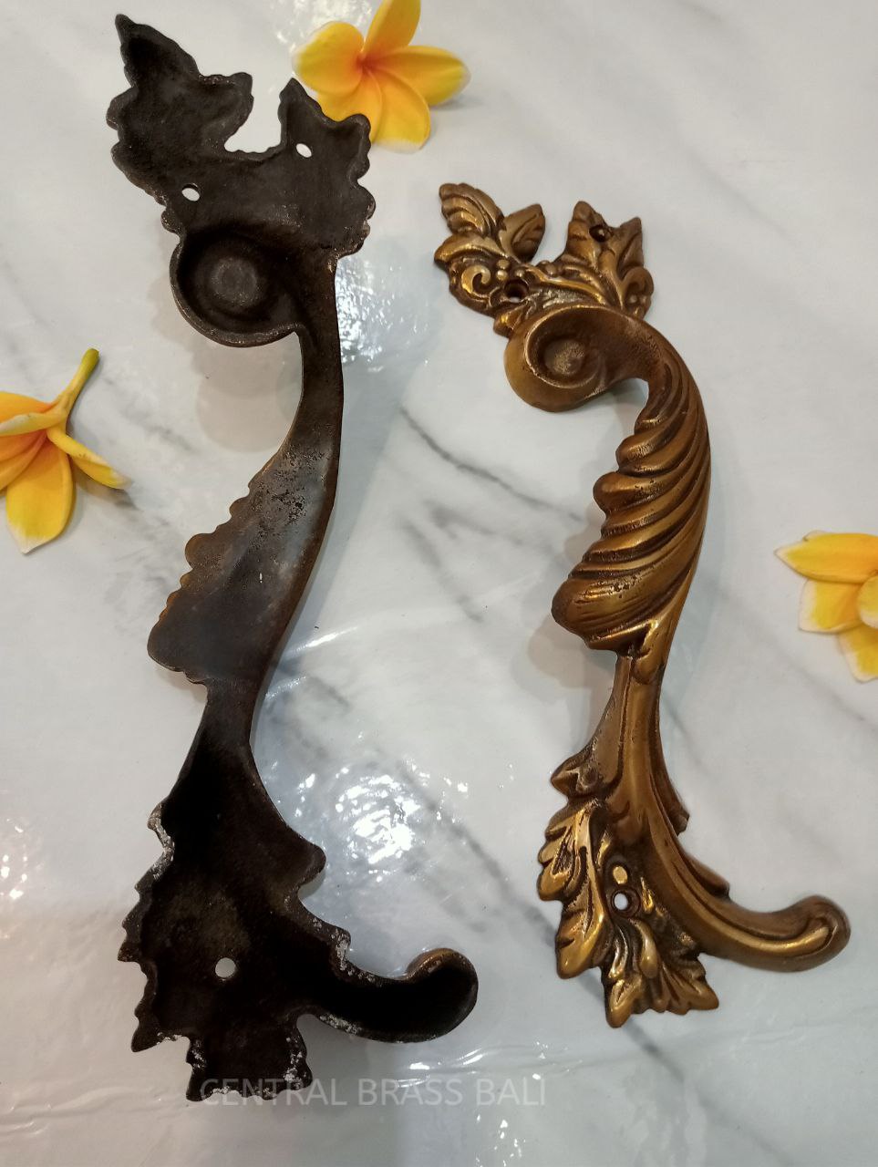2x pcs Leaf style Classic door handle pair Gold, French door pulls, front door handle, Door handle pull, door handle set, main entry tool
