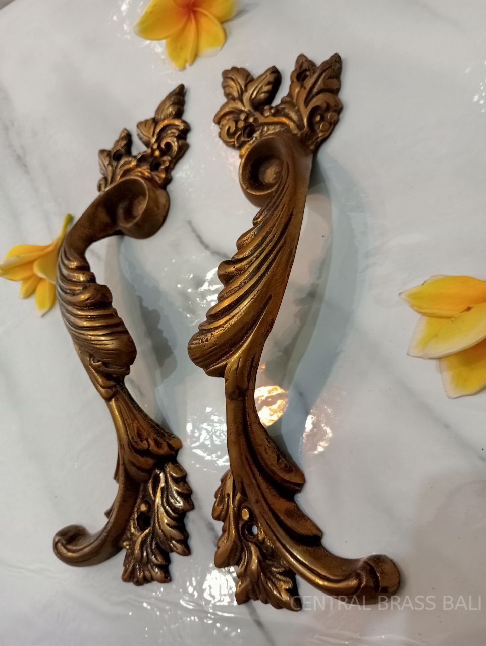 2x pcs Leaf style Classic door handle pair Gold, French door pulls, front door handle, Door handle pull, door handle set, main entry tool