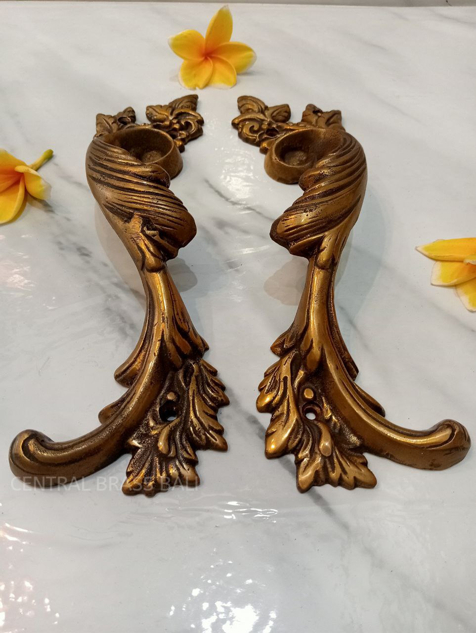 2x pcs Leaf style Classic door handle pair Gold, French door pulls, front door handle, Door handle pull, door handle set, main entry tool