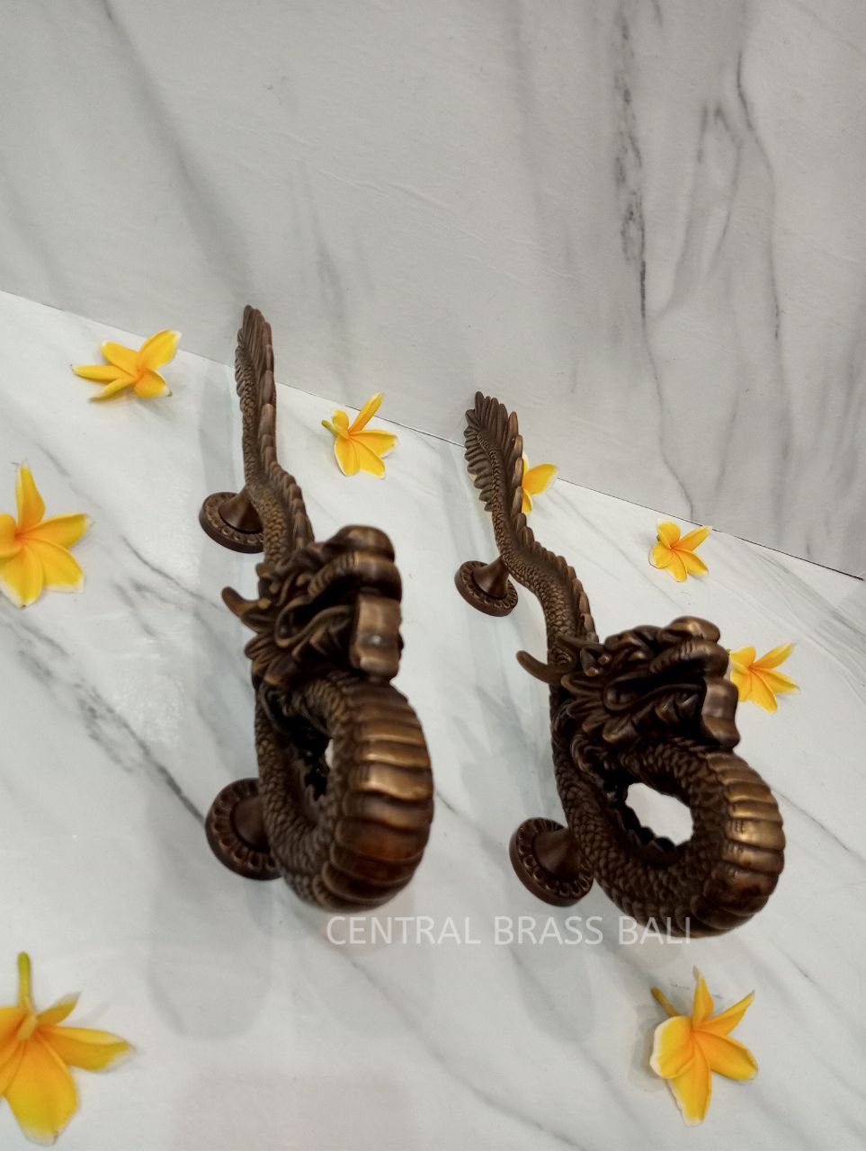 50 cm Set 2 pcs Vintage DRAGON Shaped Brass Door Handle | Unique Antique Dragon Brass Handle | High Quality Bali Furniture Craft