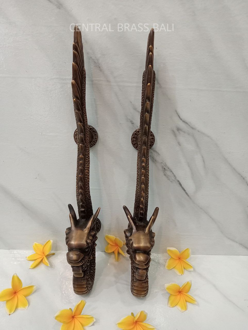 50 cm Set 2 pcs Vintage DRAGON Shaped Brass Door Handle | Unique Antique Dragon Brass Handle | High Quality Bali Furniture Craft