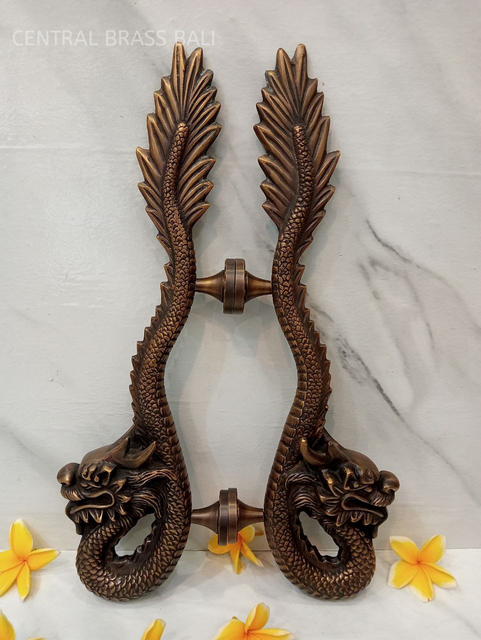 50 cm Set 2 pcs Vintage DRAGON Shaped Brass Door Handle | Unique Antique Dragon Brass Handle | High Quality Bali Furniture Craft