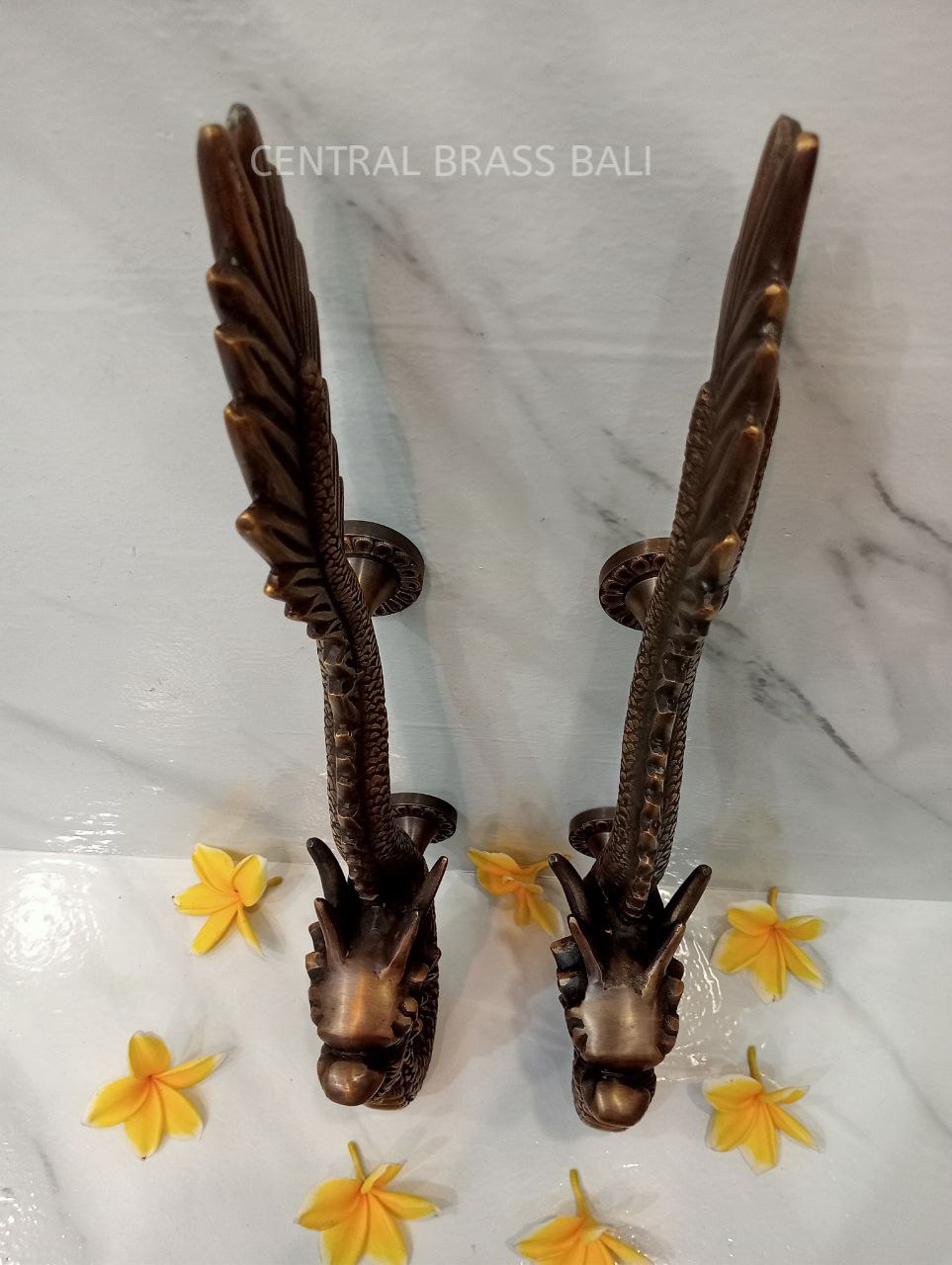 50 cm Set 2 pcs Vintage DRAGON Shaped Brass Door Handle | Unique Antique Dragon Brass Handle | High Quality Bali Furniture Craft