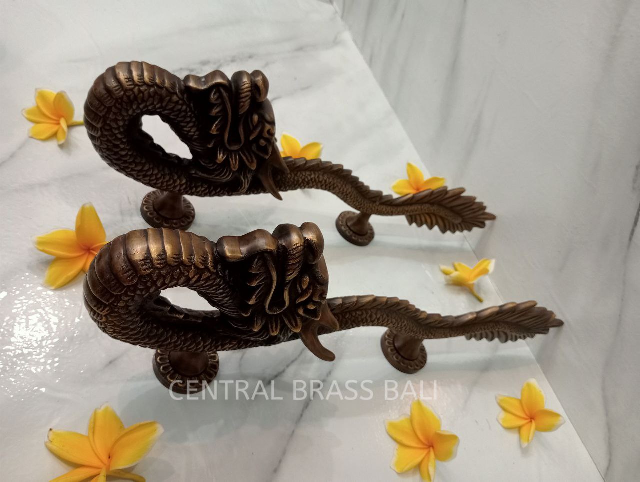 50 cm Set 2 pcs Vintage DRAGON Shaped Brass Door Handle | Unique Antique Dragon Brass Handle | High Quality Bali Furniture Craft