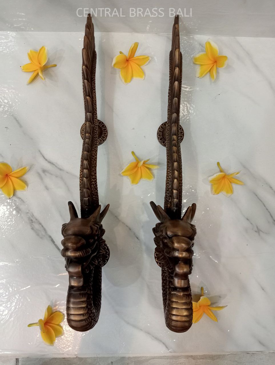 50 cm Set 2 pcs Vintage DRAGON Shaped Brass Door Handle | Unique Antique Dragon Brass Handle | High Quality Bali Furniture Craft