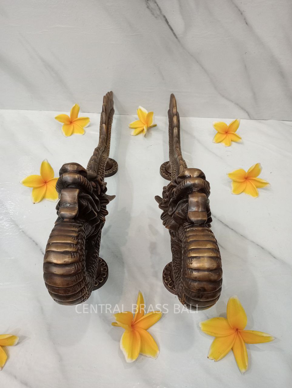 50 cm Set 2 pcs Vintage DRAGON Shaped Brass Door Handle | Unique Antique Dragon Brass Handle | High Quality Bali Furniture Craft