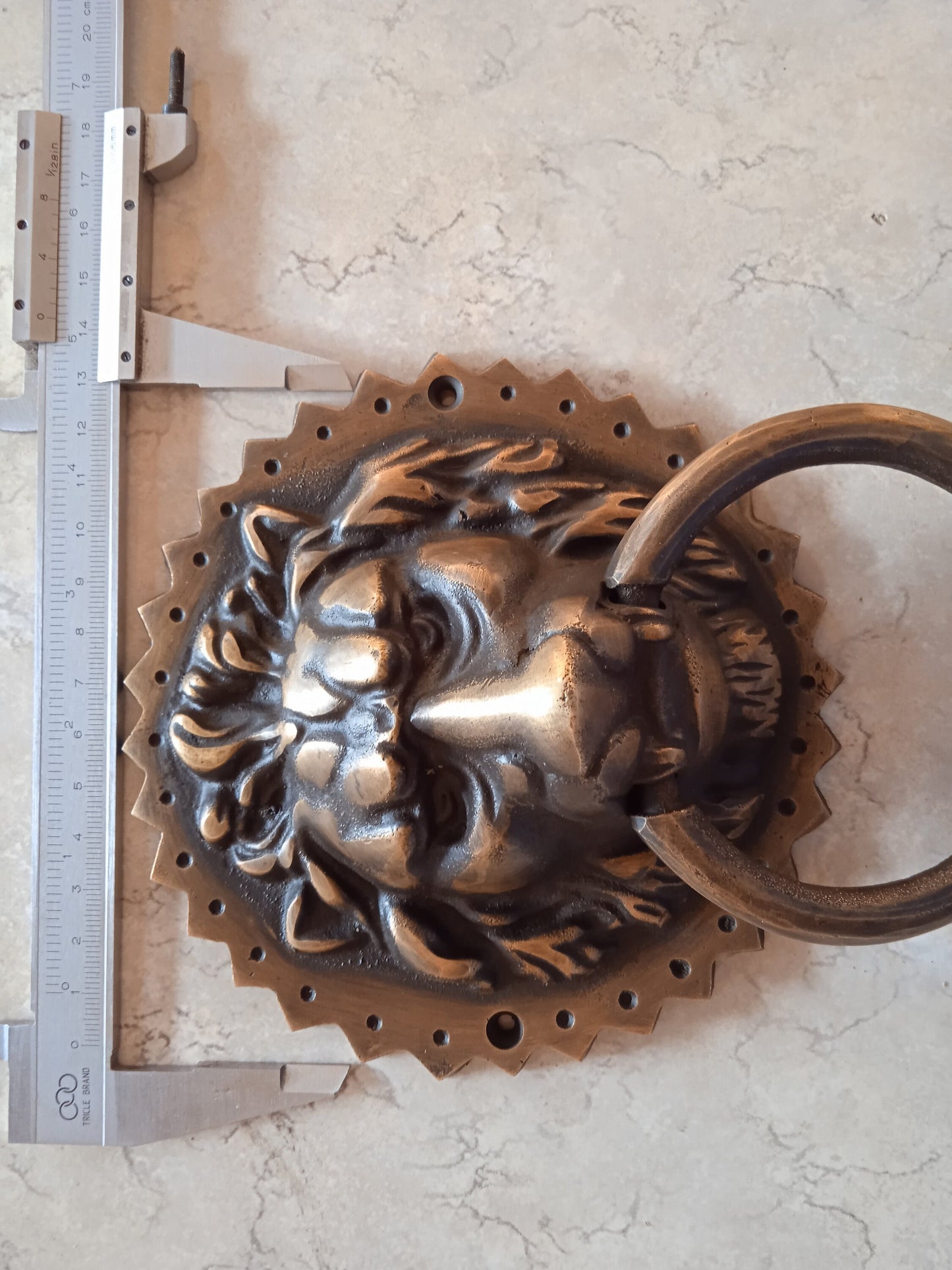Solid Brass Lion Head Door Knocker | Vintage Style, 5.90"