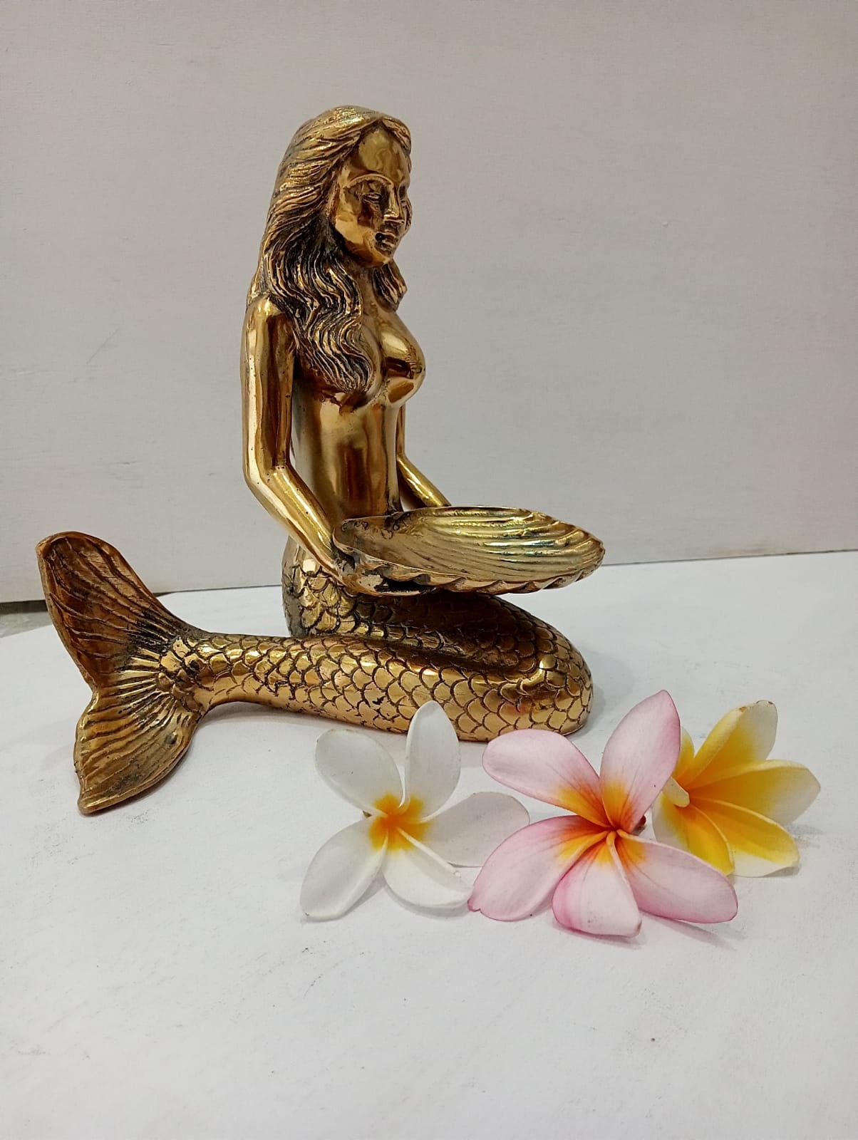 1pcs Large Brass Mermaid Sculpture | Nautical Home Decor (11.02'')