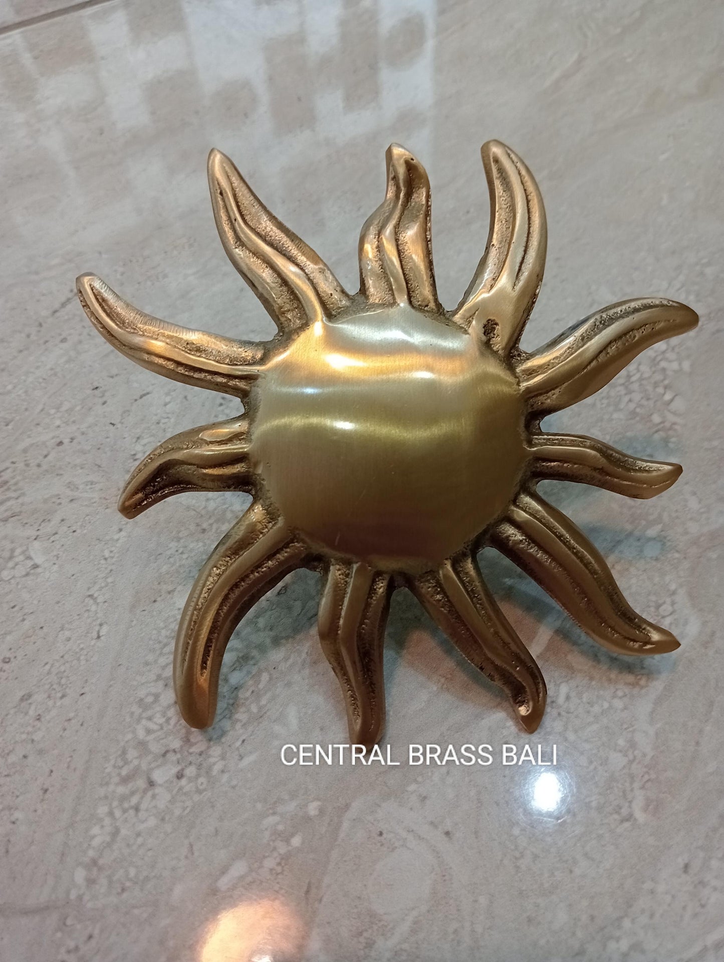 Set of 4 Sun Shaped Brass Cabinet Handles, Gold Drawer Pulls