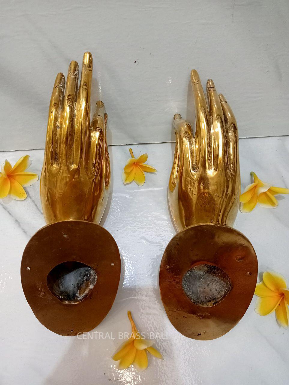 Set of 2pcs Polished Brass Buddha Hand Door Handles