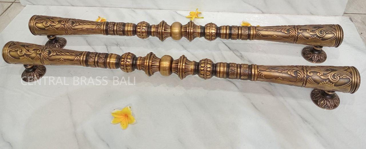 Vintage Brass Door Handle | 39.37" Long Pull, Main Entry