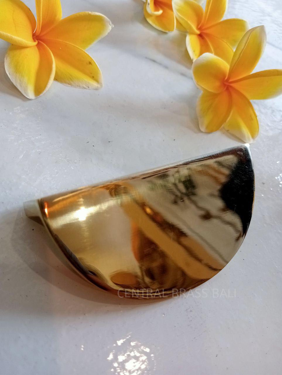 4x Polished Gold Brass Half Round Drawer Pulls | Solid Cabinet Knobs