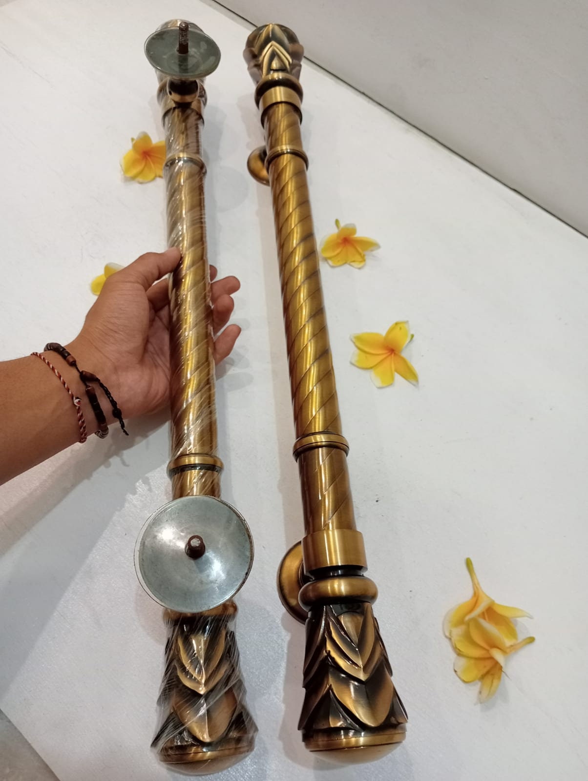 Pair Pineapple Brass Door Handle (60cm) | Vintage Entryway Hardware