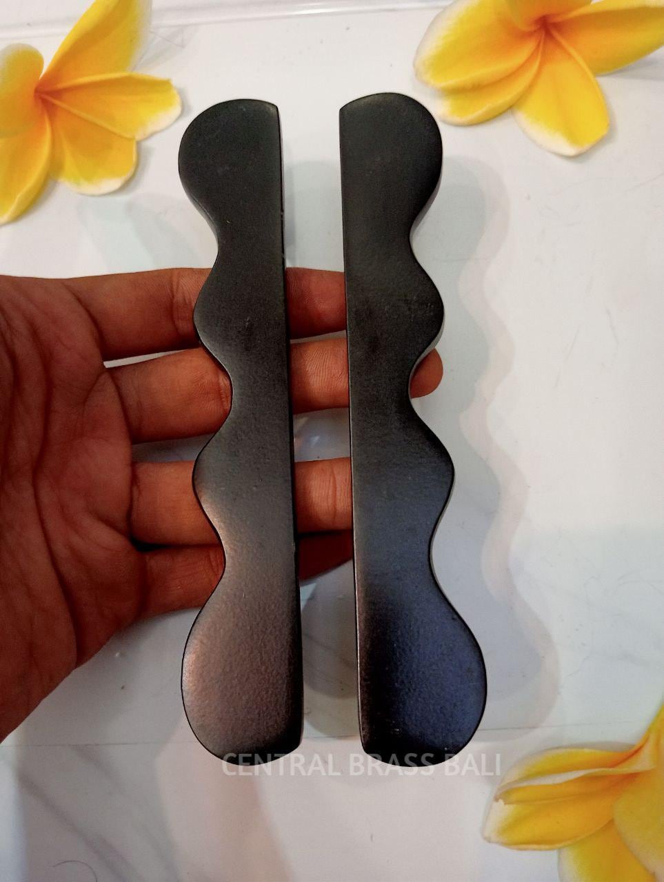 set of 4pcs Black Wiggle Brass Cabinet Handles, Drawer Pulls, 15cm