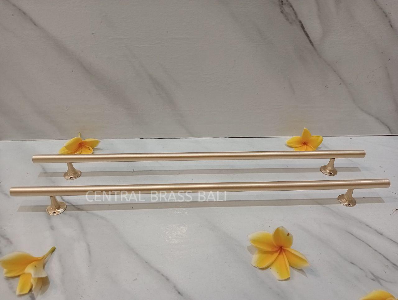 Pair 50cm Gold Brass Door Handles, Long Elegant D Pulls, Solid Brass Entry Door Hardware