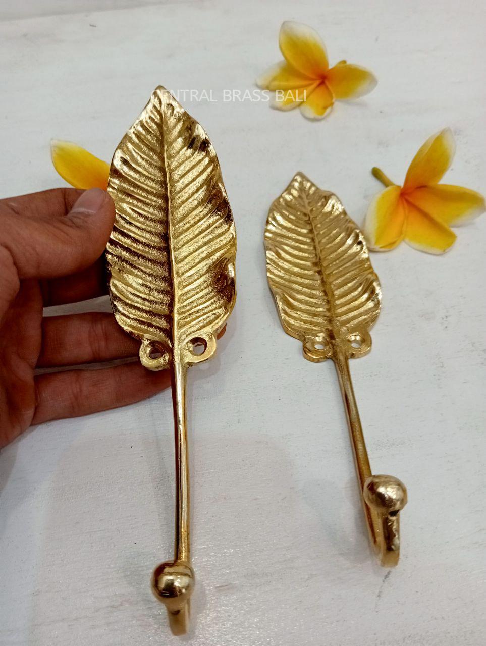 3pcs Solid Brass Banana Leaf Wall Hook | Gold Towel Hanger Fixture v2