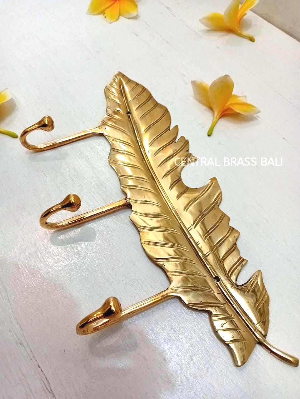 2pcs Gold Brass Leaf Coat Hooks, Wall Mounted Solid Brass Hangers for Bathroom, Entryway, Bedroom & Towel Storage