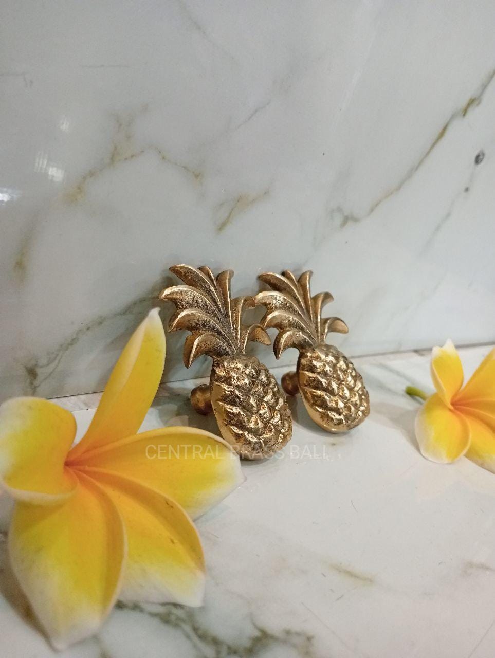 10 pcs Solid Brass Pineapple Knob: Gold Polished Cabinet Handle