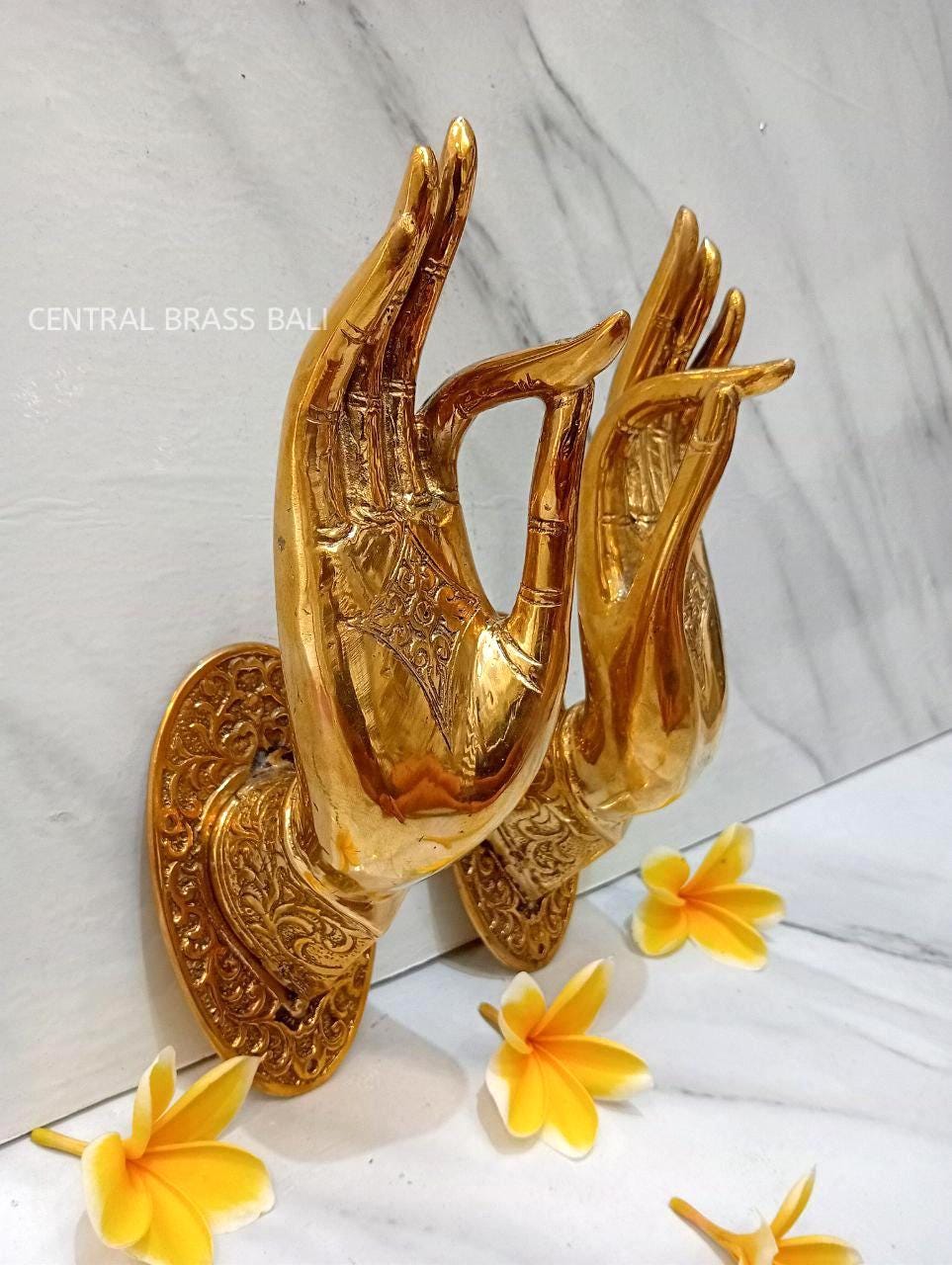 Polished Brass Buddha Hand Door Handle, Gyan Mudra Pull, Spiritual Home Decor, Solid Brass Entry Hardware