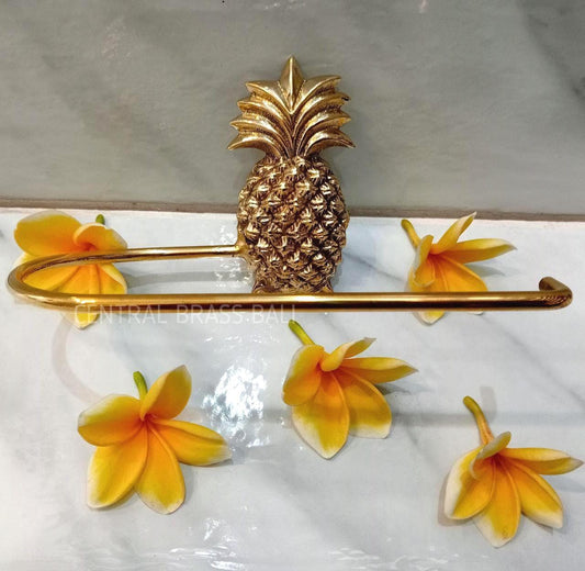 1 piece Brass Pineapple Toilet Paper Holder | Wall Mount Bathroom Décor | Vintage Tropical Powder Room Accessory, Housewarming Gift Idea