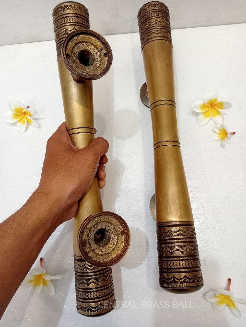 2x pcs 40 cm solid brass door handle | Brass door pull | Vintage Door Handle| Antique Handle | main entry door handle, brass door handle