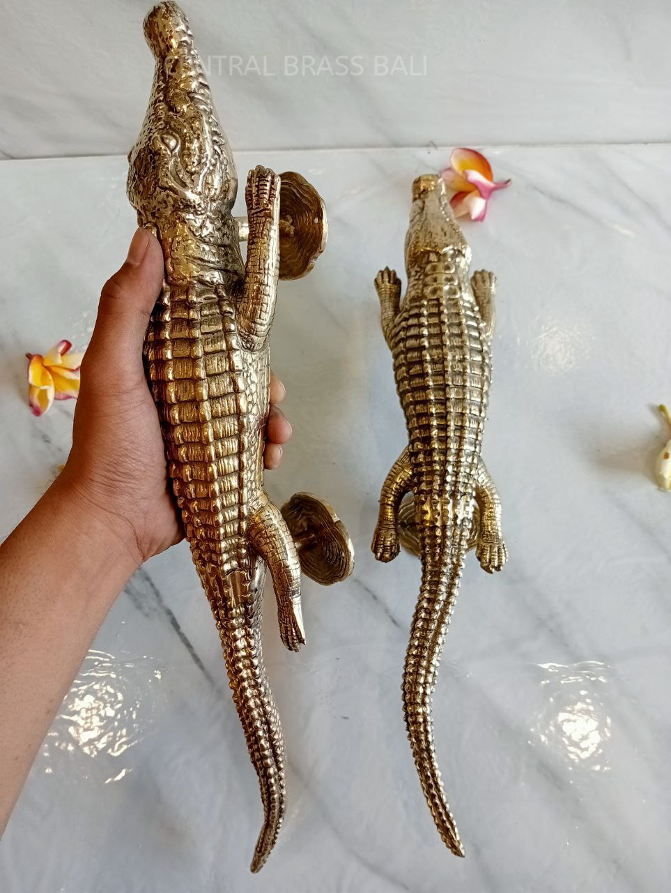 2X Pcs 17.71" Big CROCODILE Handle door handle pair Gold, Brass Giant Crocodile Door Handle, Aligator Door Handle, Huge Aligator Door Handle