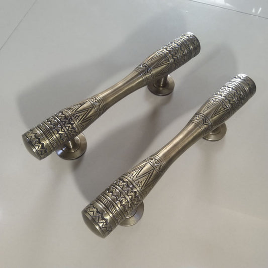 2x pcs 11.81" inches Vintage Egypt Carved Solid Brass Door Handle | Brass Door Pull | Ornate Door Handle | Classic Handle