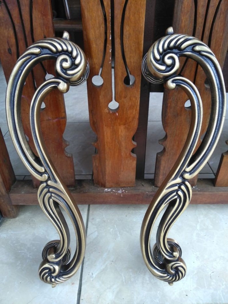 2x pcs 17.71" inches Set Vintage S Brass Door Handle - Brass Dool Pull - Big Door Pull