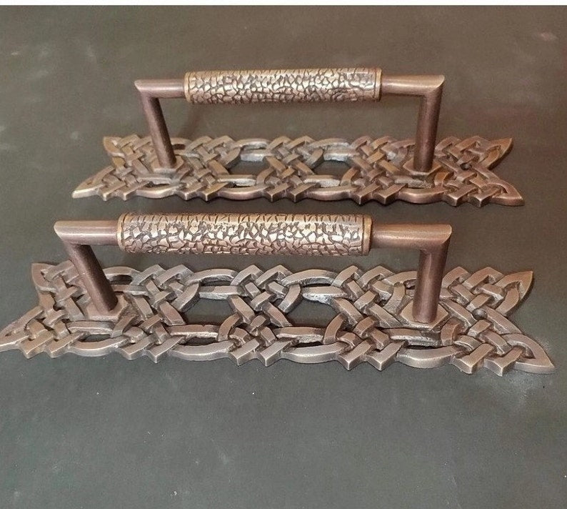 2x pcs Solid Brass Rope Carved Door Pull Handle | Cabinet Drawer Dresser Handle Pulls, main entry door handle, barn door handle, door handle