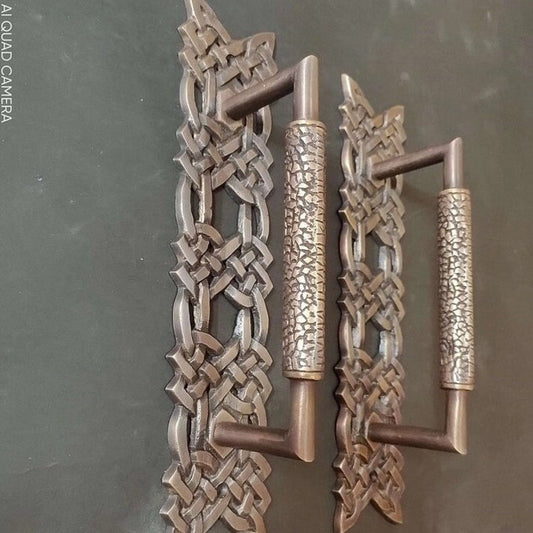 2x pcs Solid Brass Rope Carved Door Pull Handle | Cabinet Drawer Dresser Handle Pulls, main entry door handle, barn door handle, door handle