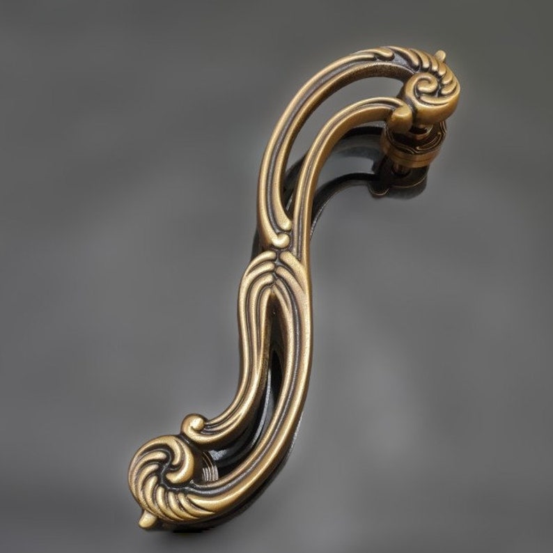 2x pcs 17.71" inches Set Vintage S Brass Door Handle - Brass Dool Pull - Big Door Pull