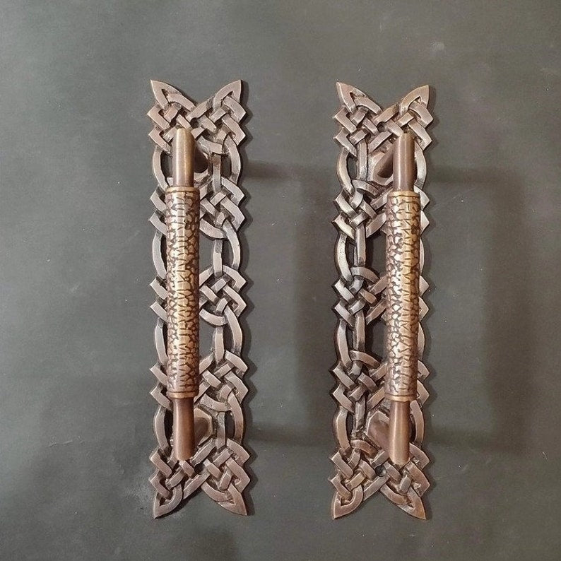 2x pcs Solid Brass Rope Carved Door Pull Handle | Cabinet Drawer Dresser Handle Pulls, main entry door handle, barn door handle, door handle