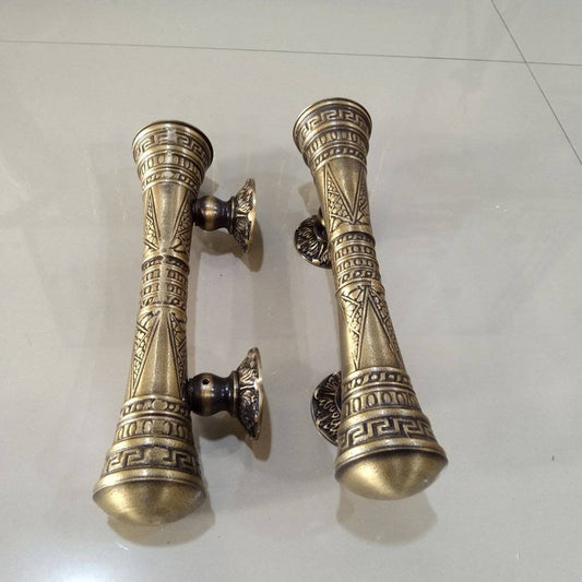 12.20" Pair Vintage Carved Japanese Godo Handle Main entry pull door handle solid Brass | Unique accessories door handle | front door handle