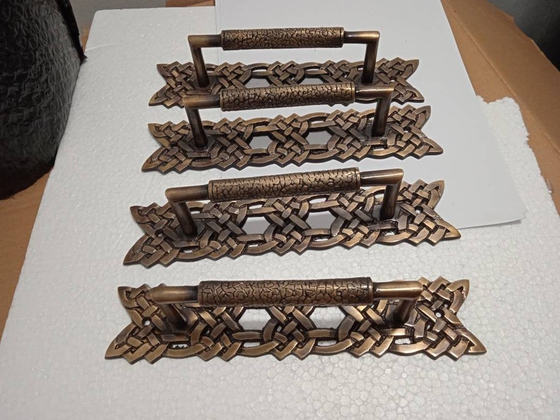 2x pcs Solid Brass Rope Carved Door Pull Handle | Cabinet Drawer Dresser Handle Pulls, main entry door handle, barn door handle, door handle