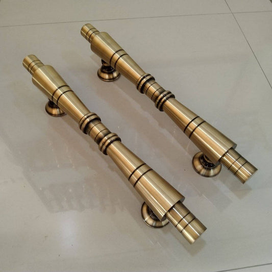 2x pcs 17.0" Inches Pair Vintage BAMBOO Brass Door Handle| Main Entry Solid Brass Doorr Handles Pull | Solid Brass Decorative Antique Handle pulls|