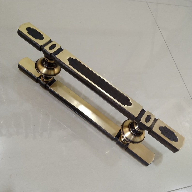 Pair of main entry pull door handle for front door solid brass