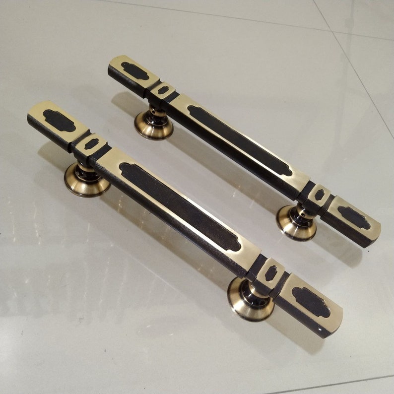 Pair of main entry pull door handle for front door solid brass