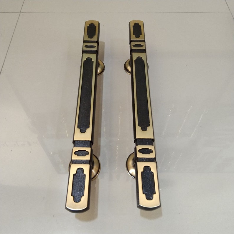 Pair of main entry pull door handle for front door solid brass