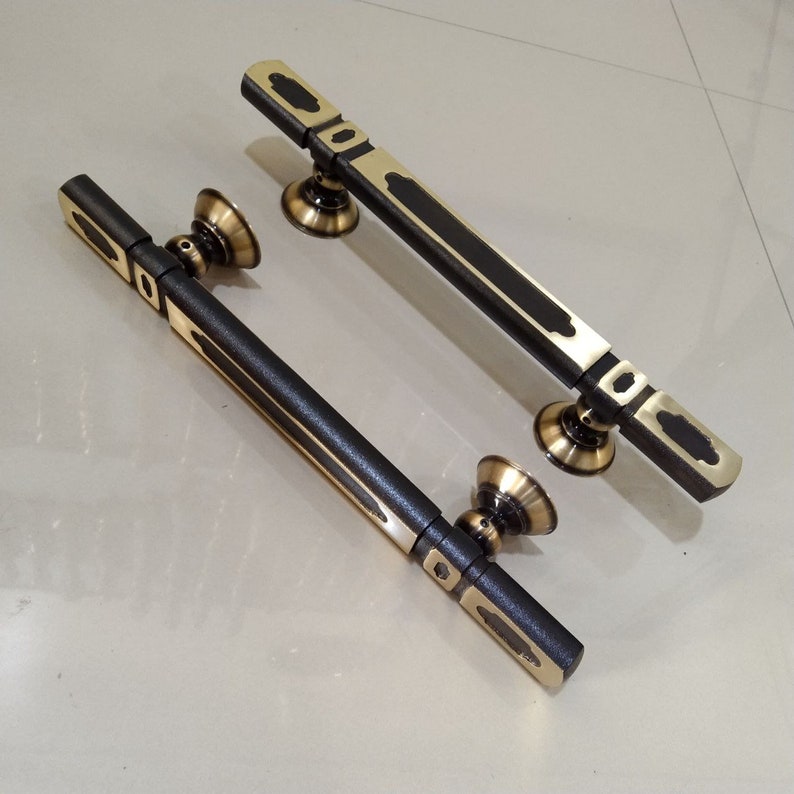 Pair of main entry pull door handle for front door solid brass