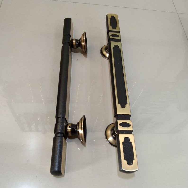 Pair of main entry pull door handle for front door solid brass