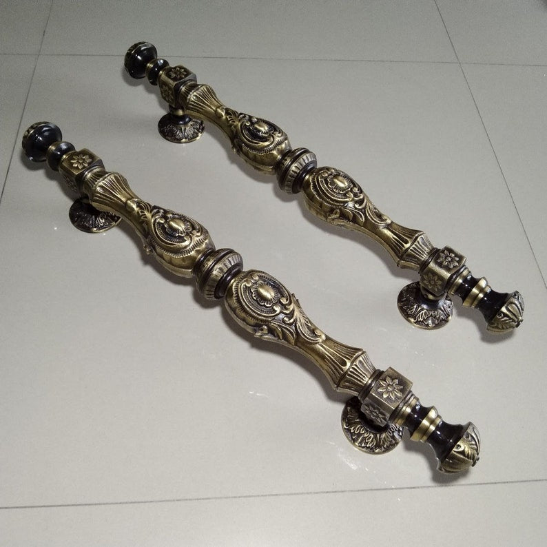 Main Entry handle Sunflower Luxor Brass Victorian Big Pulls Handle Vintage Classic Detail Front Door Handle | Brass Door Handle 42 cm