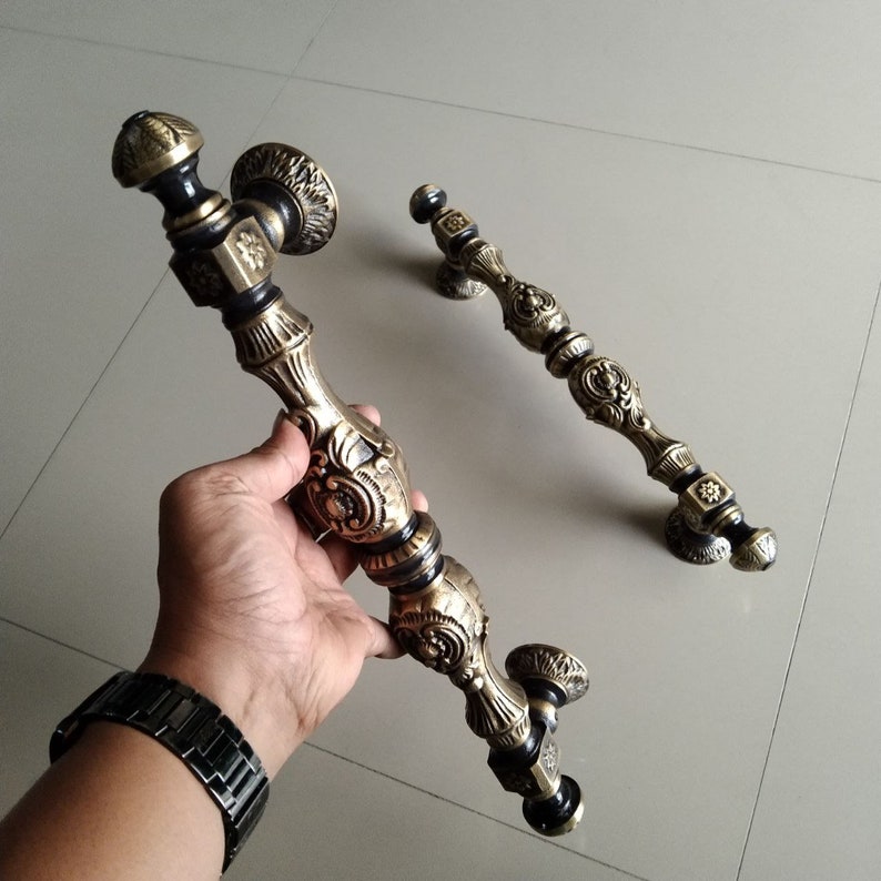 Main Entry handle Sunflower Luxor Brass Victorian Big Pulls Handle Vintage Classic Detail Front Door Handle | Brass Door Handle 42 cm