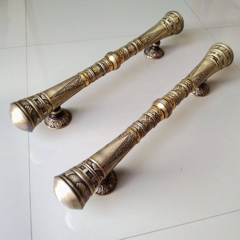 2x pcs 56 cm Main Entry Door handle brass for front door, Victorian door handle, Big door handle, enterance door Handle