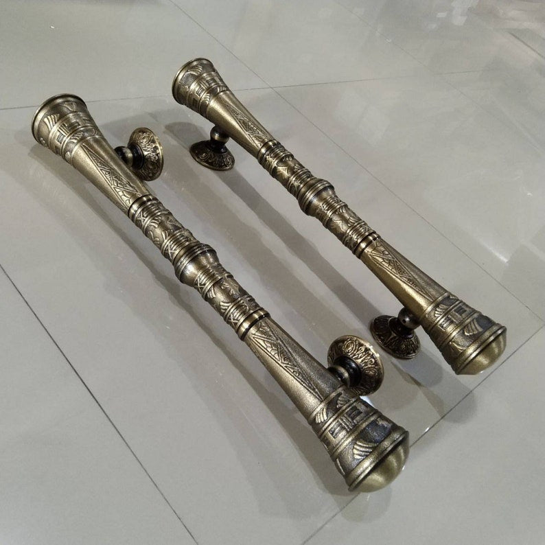 2x pcs 56 cm Main Entry Door handle brass for front door, Victorian door handle, Big door handle, enterance door Handle