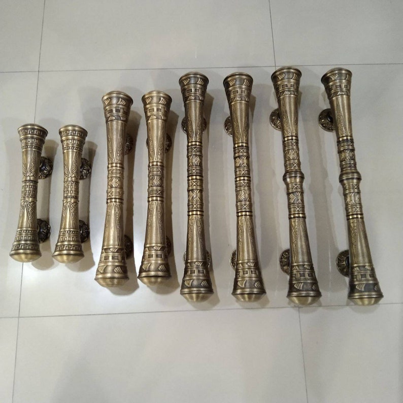 2x pcs 56 cm Main Entry Door handle brass for front door, Victorian door handle, Big door handle, enterance door Handle